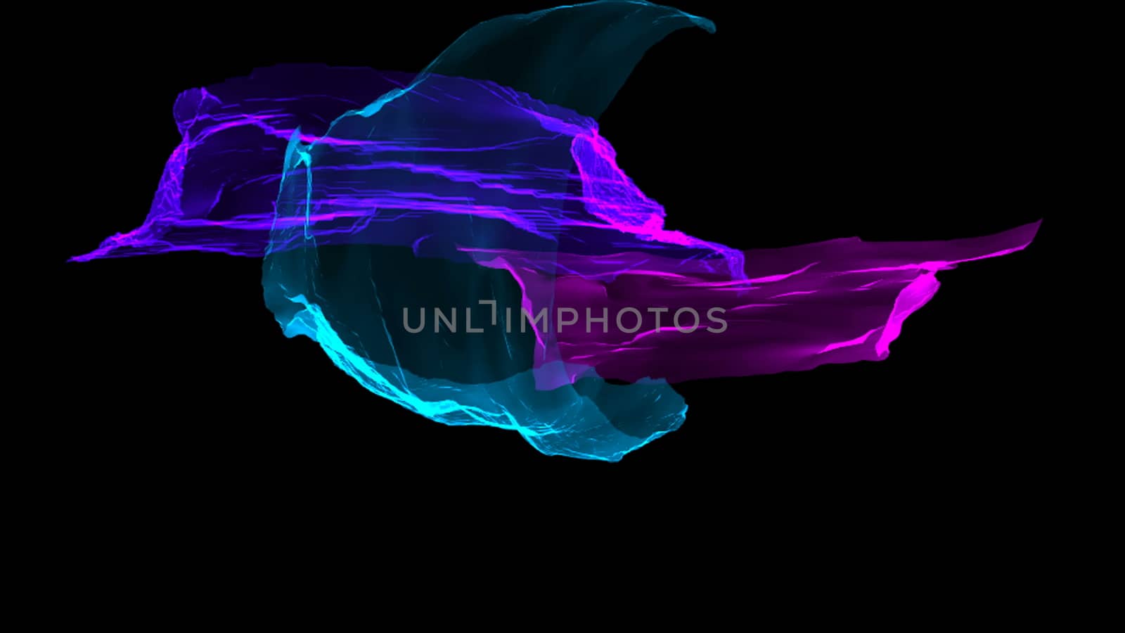 Colorful distorted ribbons flying on wind, romantic 3d rendering computer generated background