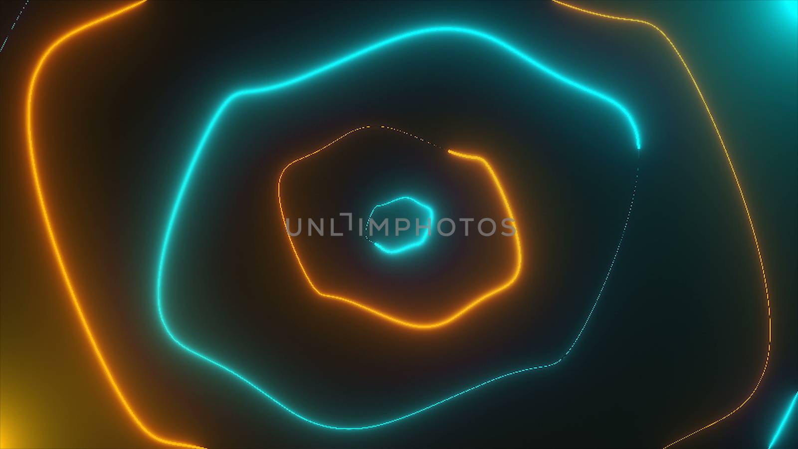 Abstract neon random shapes with illumination, 3d rendering backdrop, computer generating