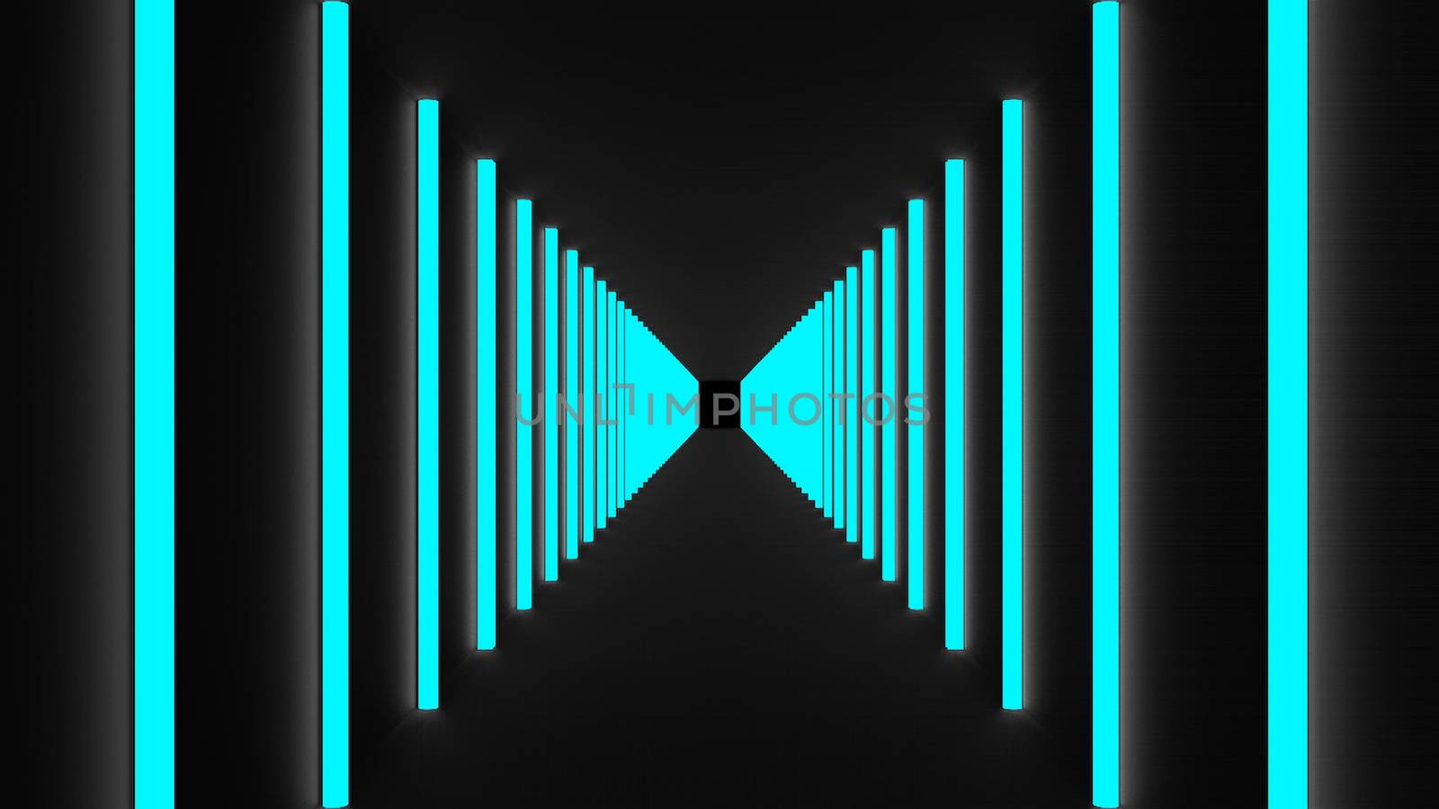 Many rooms illuminated with lamps, movement and perspective, computer generated background, 3D render background