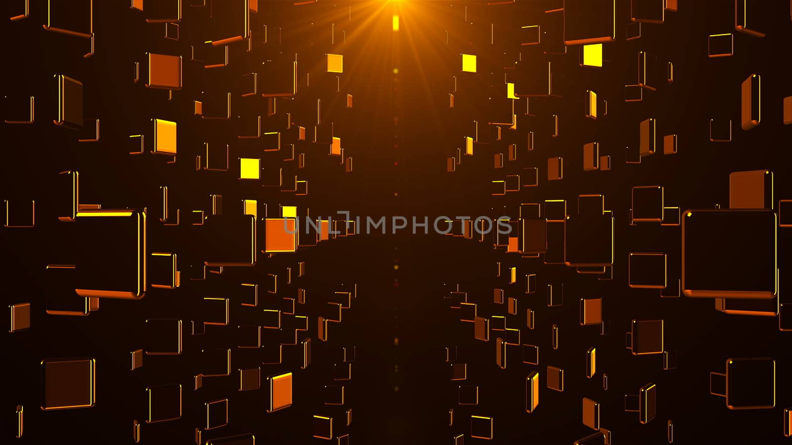 Many golden plates in space, computer generated abstract background, 3D render by nolimit046