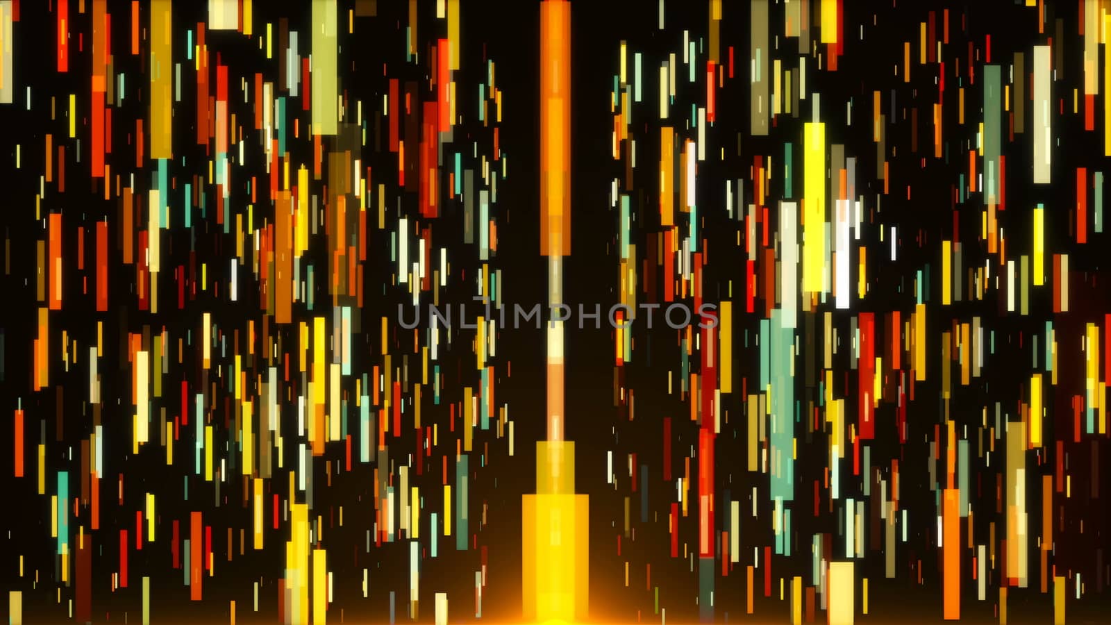 Abstract vertical colored stripes are in space - abstraction of data communication, computer generated background, 3D rendering