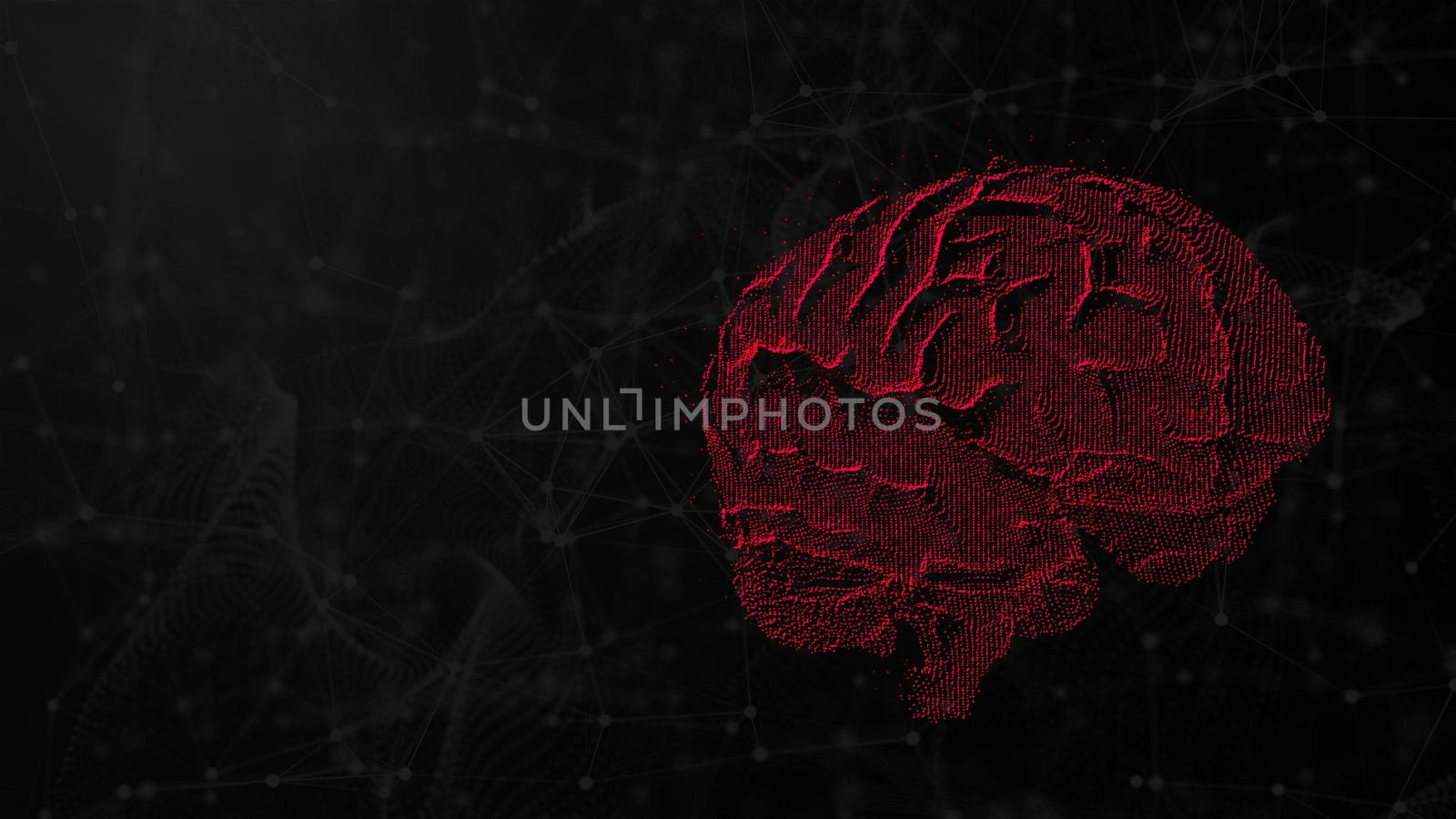 3d illustration of digital brain on futuristic background, concept of artificial intelligence and possibilities of mind, computer rendering backdrop