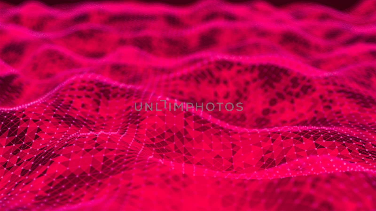 Fantastic triangles abstract connection, effect of sea waves or fabric, connection structure background, 3d rendering backdrop
