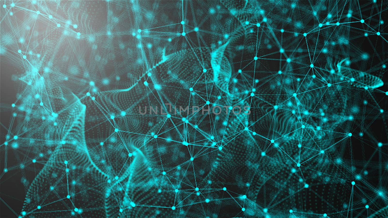 Fantastic abstract technology, space with may connecting dots and lines, connection structure background, 3d rendering backdrop