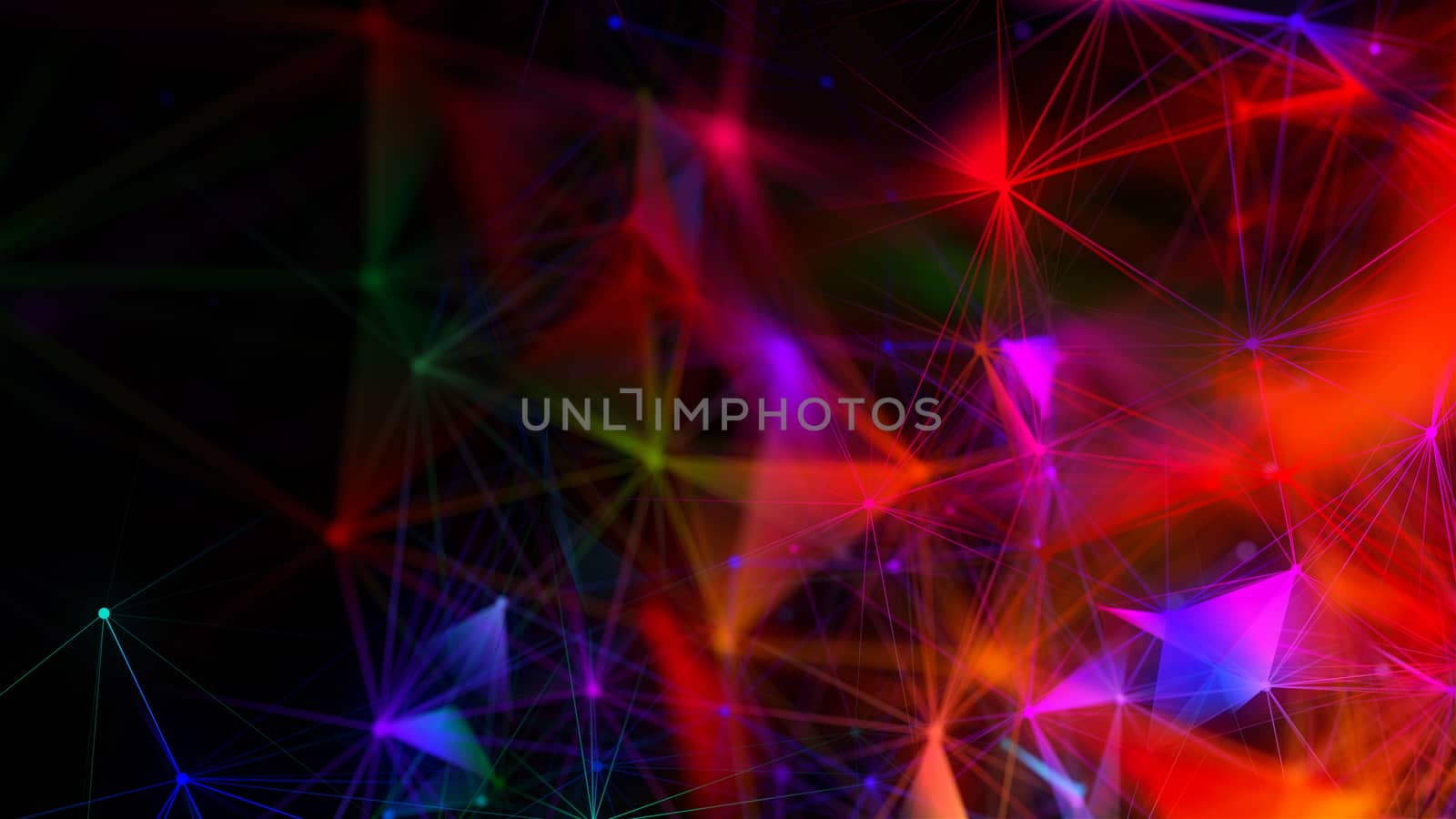 Abstract Polygonal Space Background with Connecting Dots and Lines. 3d rendering