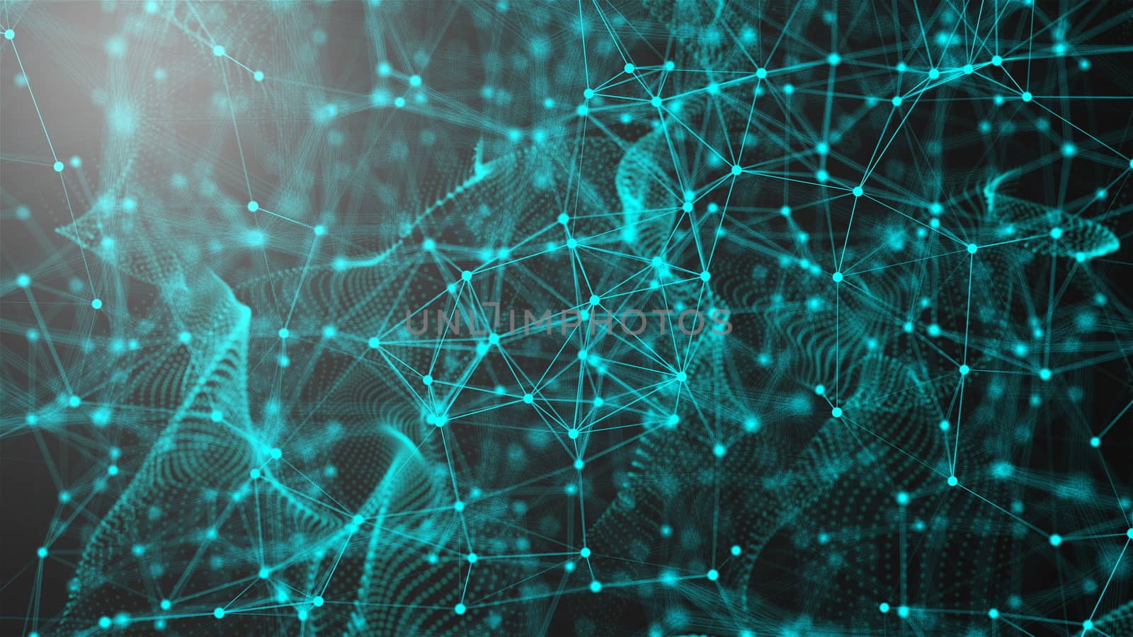 Fantastic abstract technology, space with may connecting dots and lines, connection structure background, 3d rendering backdrop