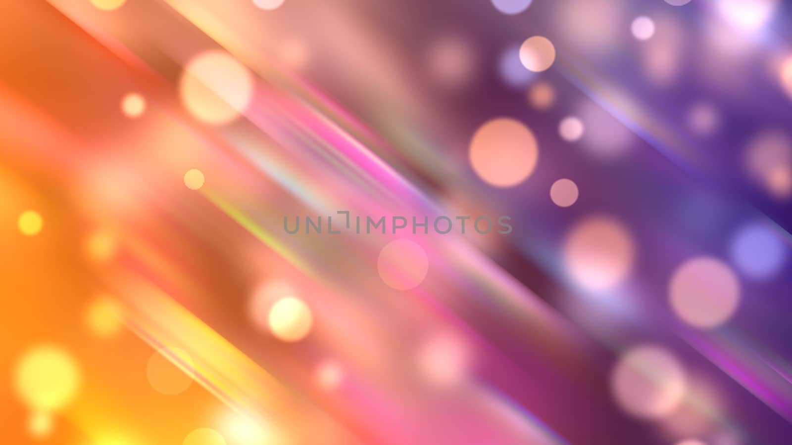 Abstract multicolored highlights background with light effect, bokeh and stripes particles, 3d rendering spring background