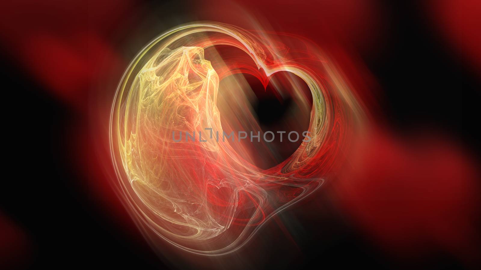 Abstract hearts in space for valentin day, 3d rendering computer generated background