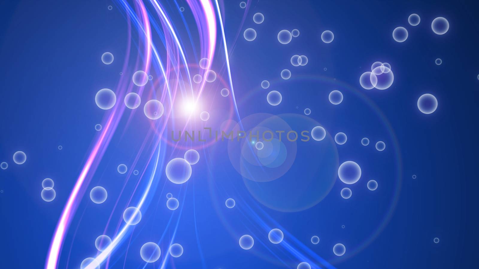 Blue linear abstraction with dots - waving modern abstract background with particles, computer generated illustration