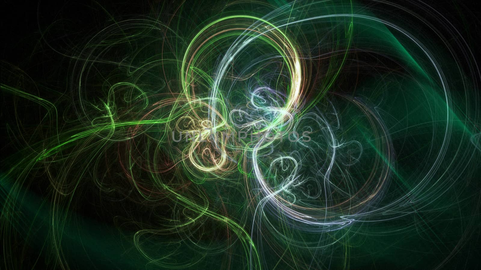 Green abstraction with wavy lines and geometry shapes, 3d rendering computer generated backdrop