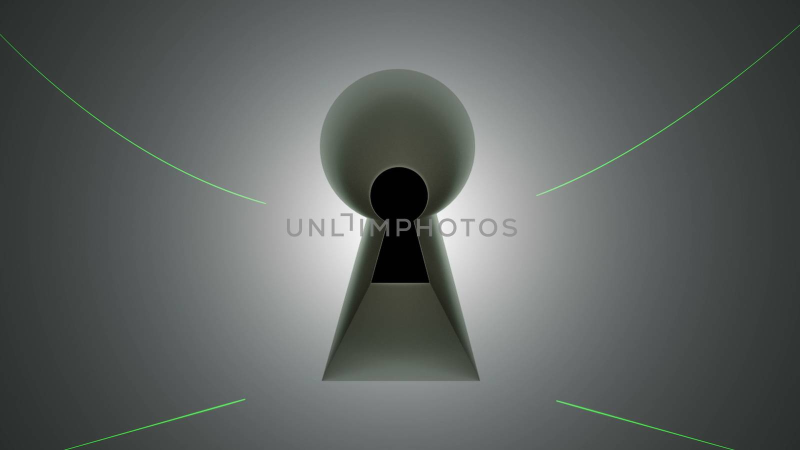 Key hole, lines and blinking fingerprint, computer generated abstract background, 3D rendering by nolimit046