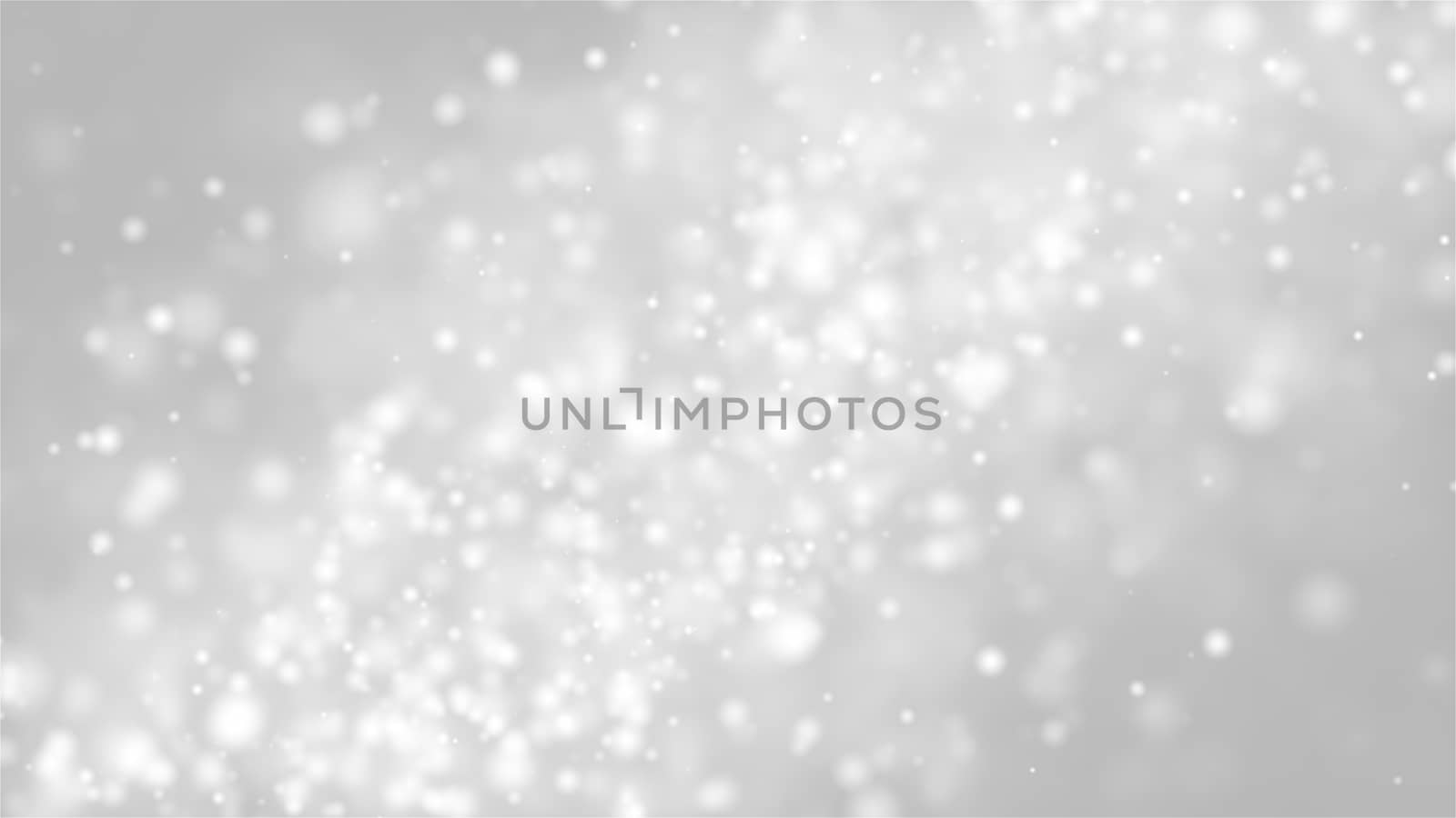 Many white bokeh particles in space, computer generated abstract background, 3d rendering backdrop