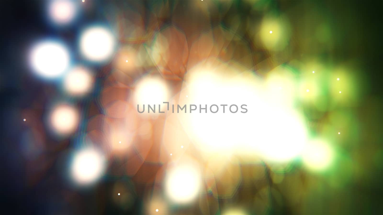 Blurred lights with bokeh effect, dreamer view, 3d render background, computer generated backdrop