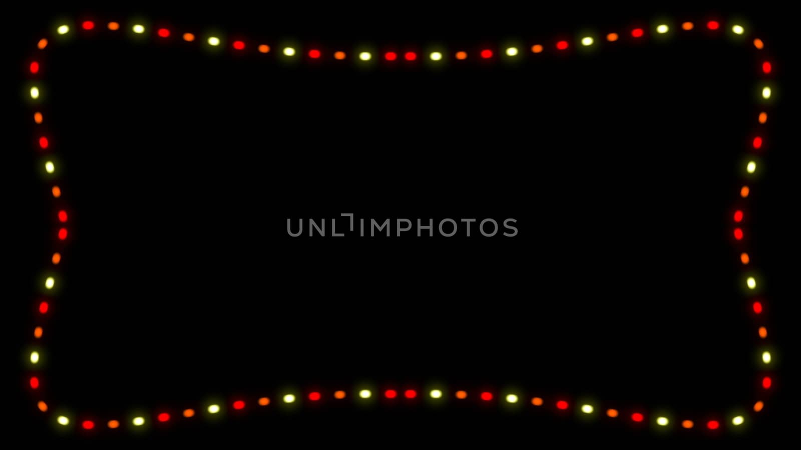 Bright frame with christmas lights, 3d render background, element for design, computer generating by nolimit046