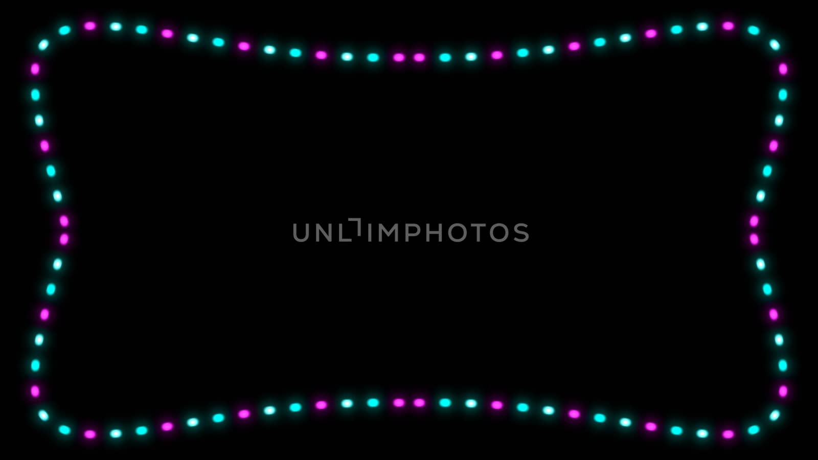 Bright frame with christmas lights, 3d render background, element for design, computer generating by nolimit046