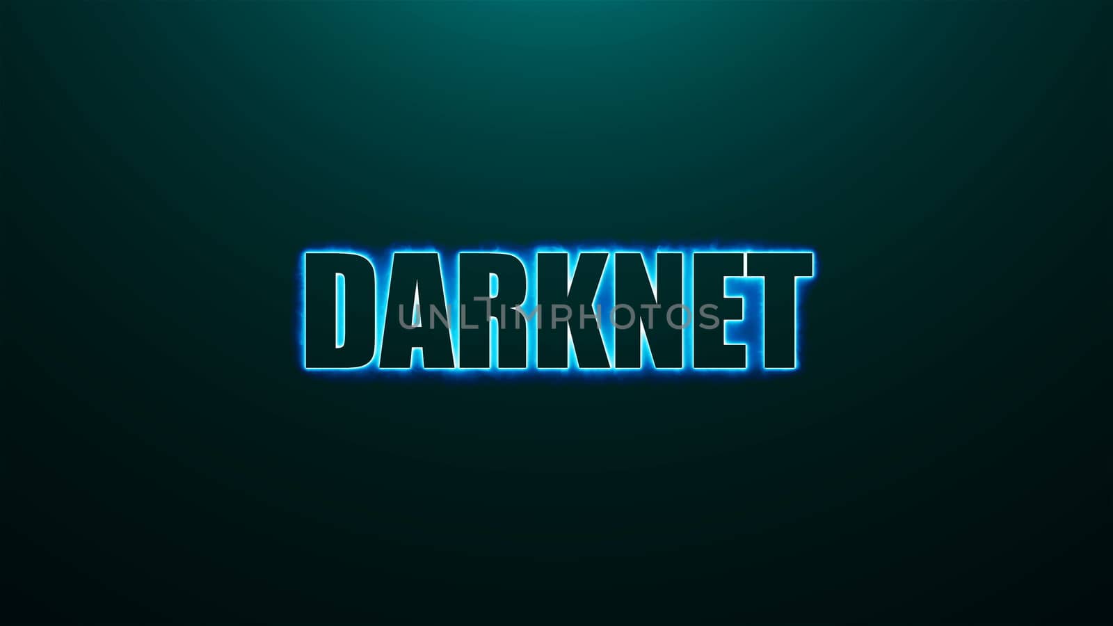 Letters of Darknet text on background with top light, 3d rendering background, computer generating
