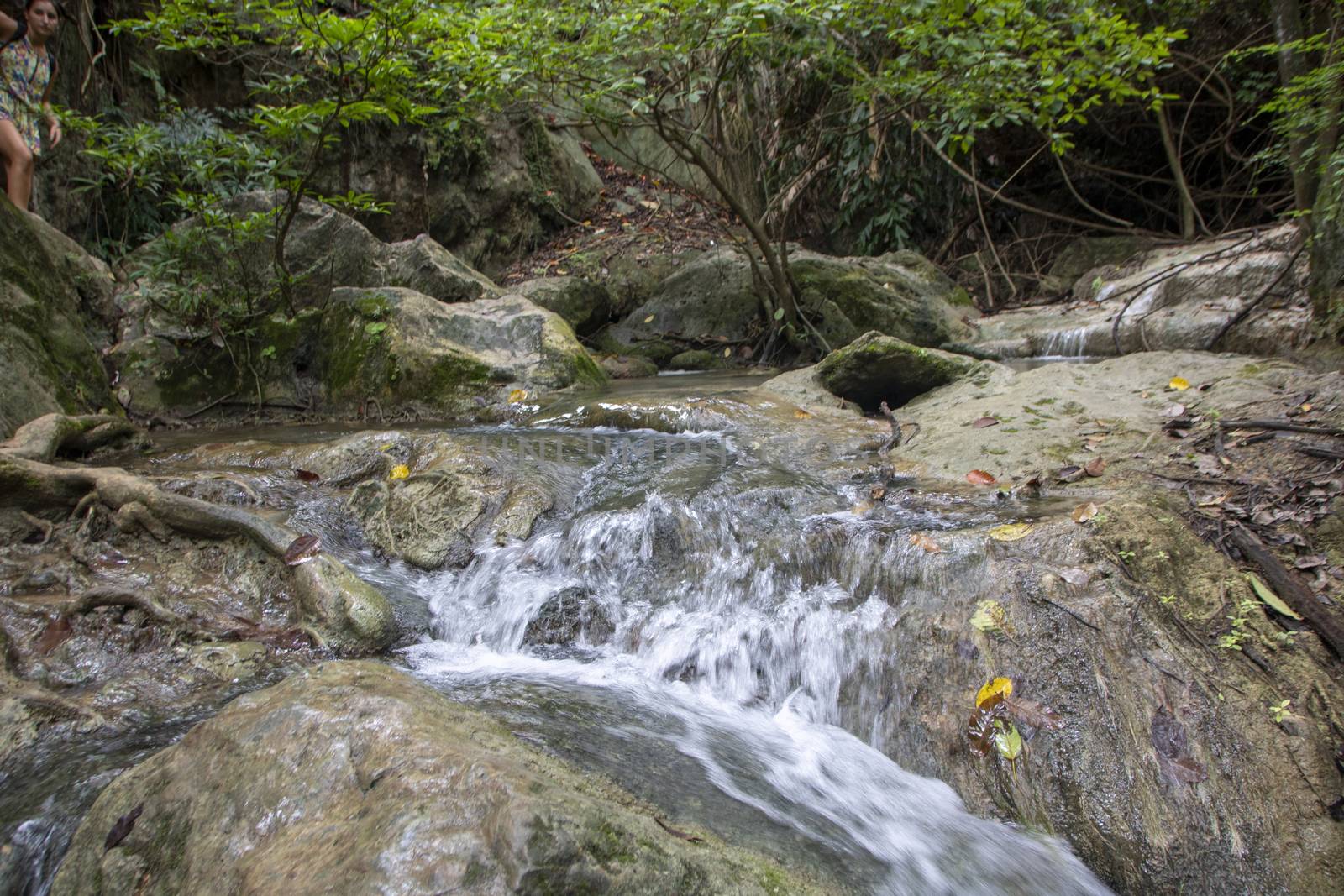 Beautiful landscape of Erawan falls at the national park of Kanchanaburi province, Thailand