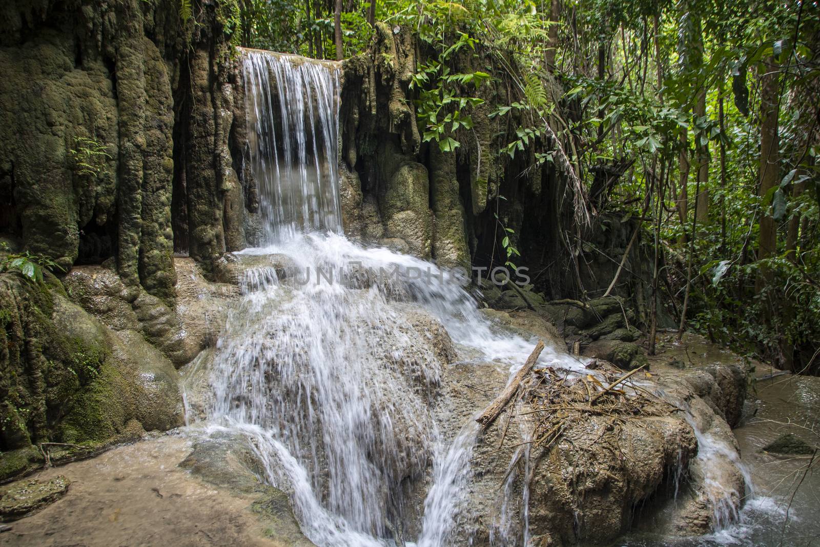 Beautiful landscape of Erawan falls at the national park of Kanchanaburi province, Thailand