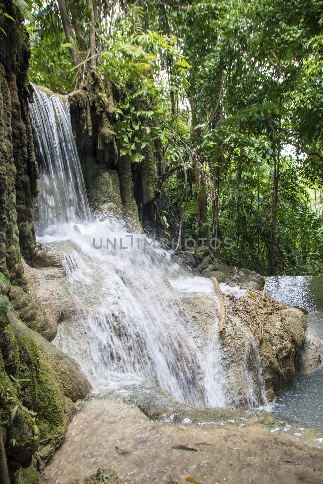 Beautiful landscape of Erawan falls at the national park of Kanchanaburi province, Thailand