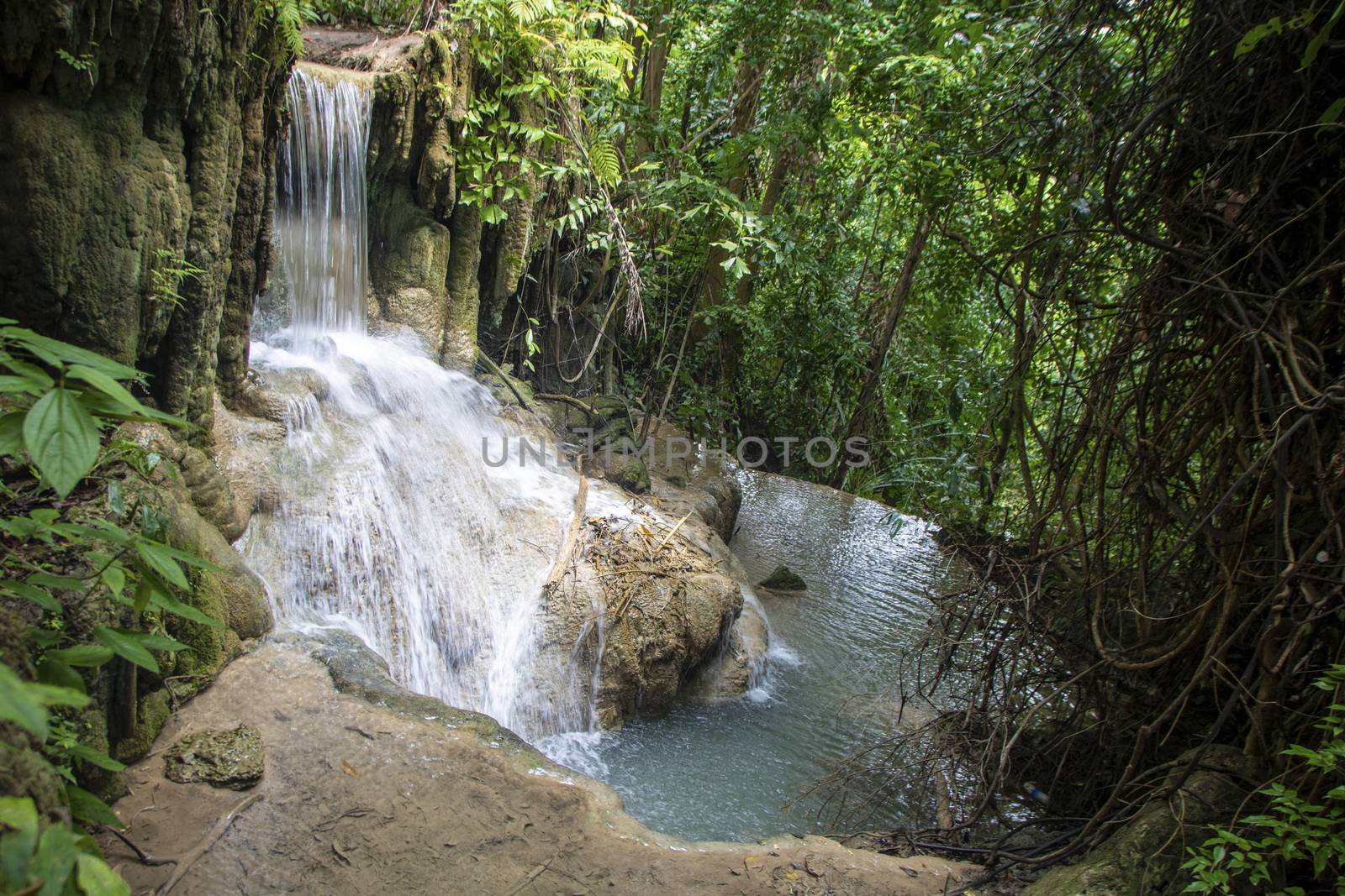 Beautiful landscape of Erawan falls at the national park of Kanchanaburi province, Thailand
