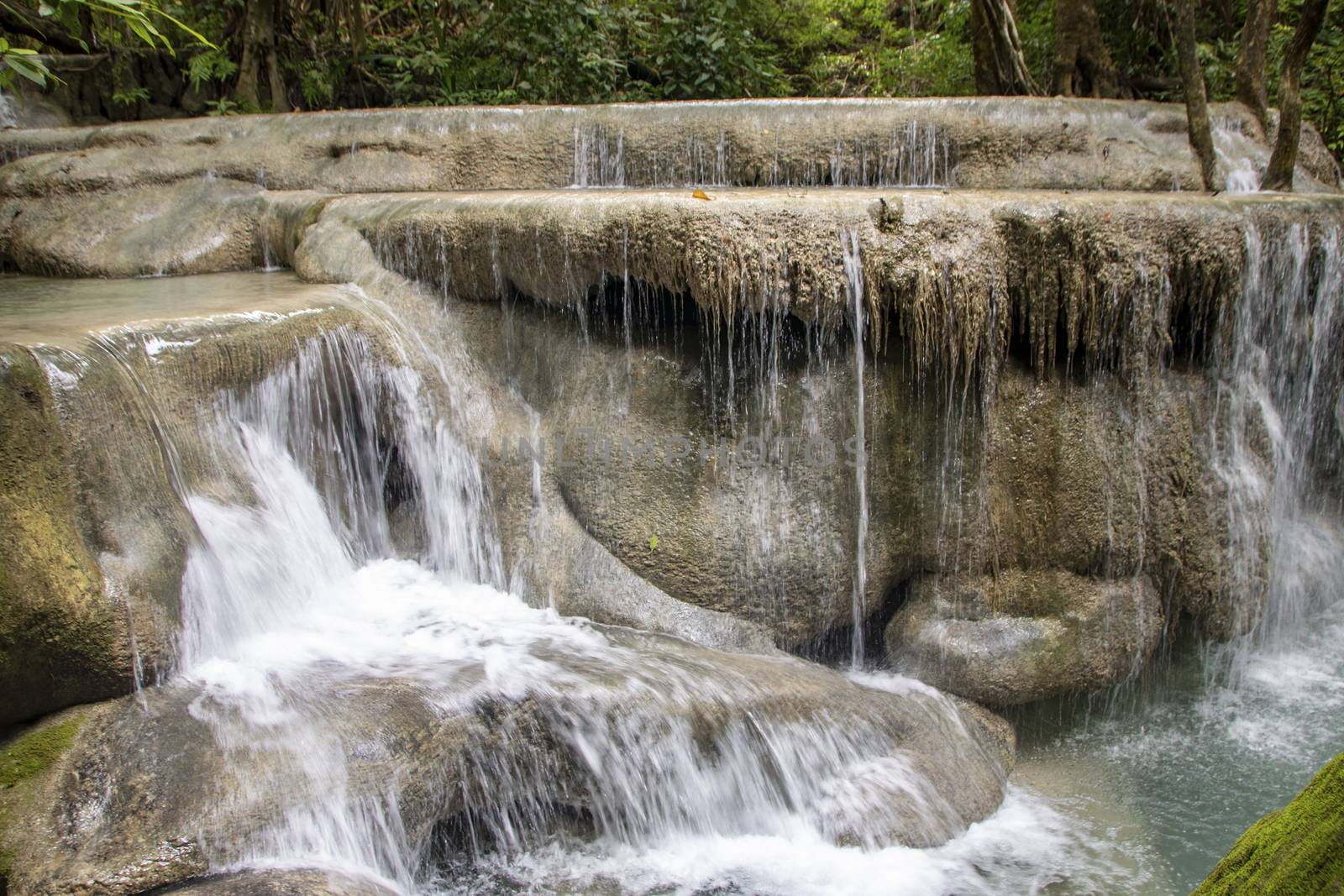 Beautiful landscape of Erawan falls at the national park of Kanchanaburi province, Thailand