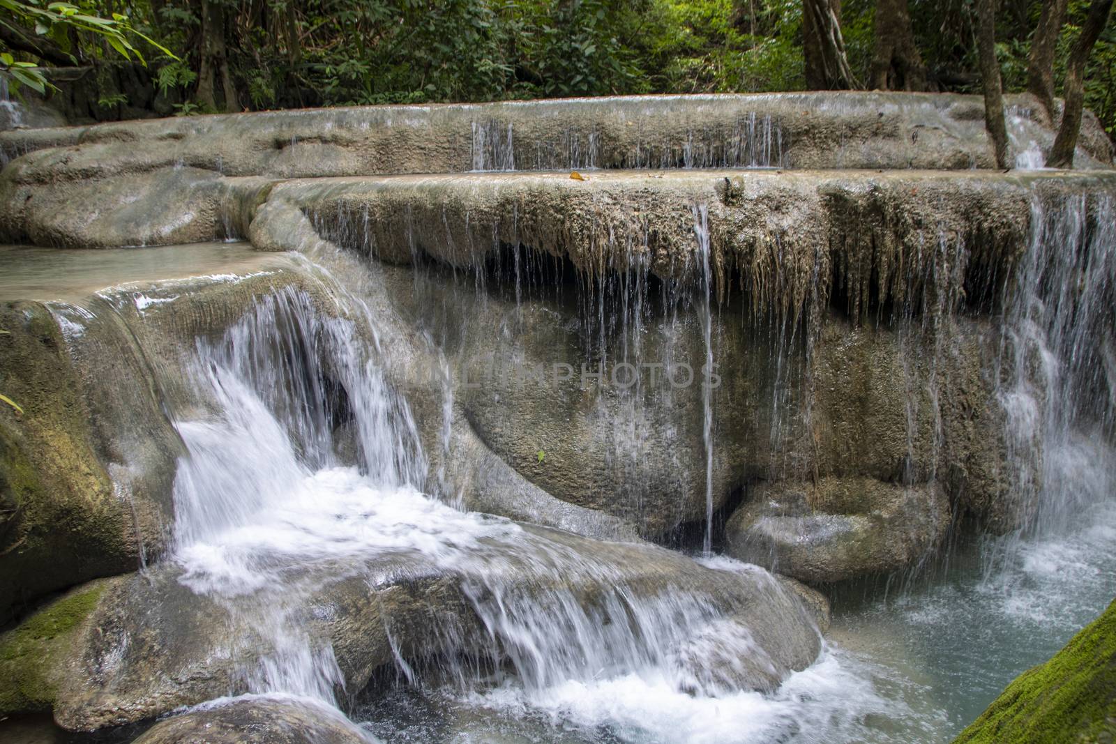 Beautiful landscape of Erawan falls at the national park of Kanchanaburi province, Thailand