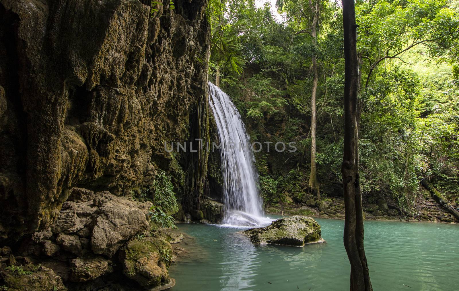 Beautiful landscape of Erawan falls at the national park of Kanchanaburi province, Thailand