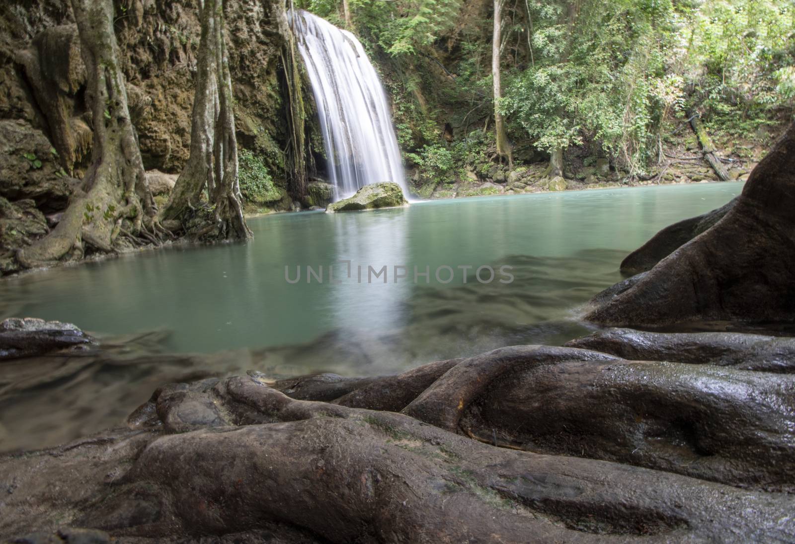 Beautiful landscape of Erawan falls at the national park of Kanchanaburi province, Thailand