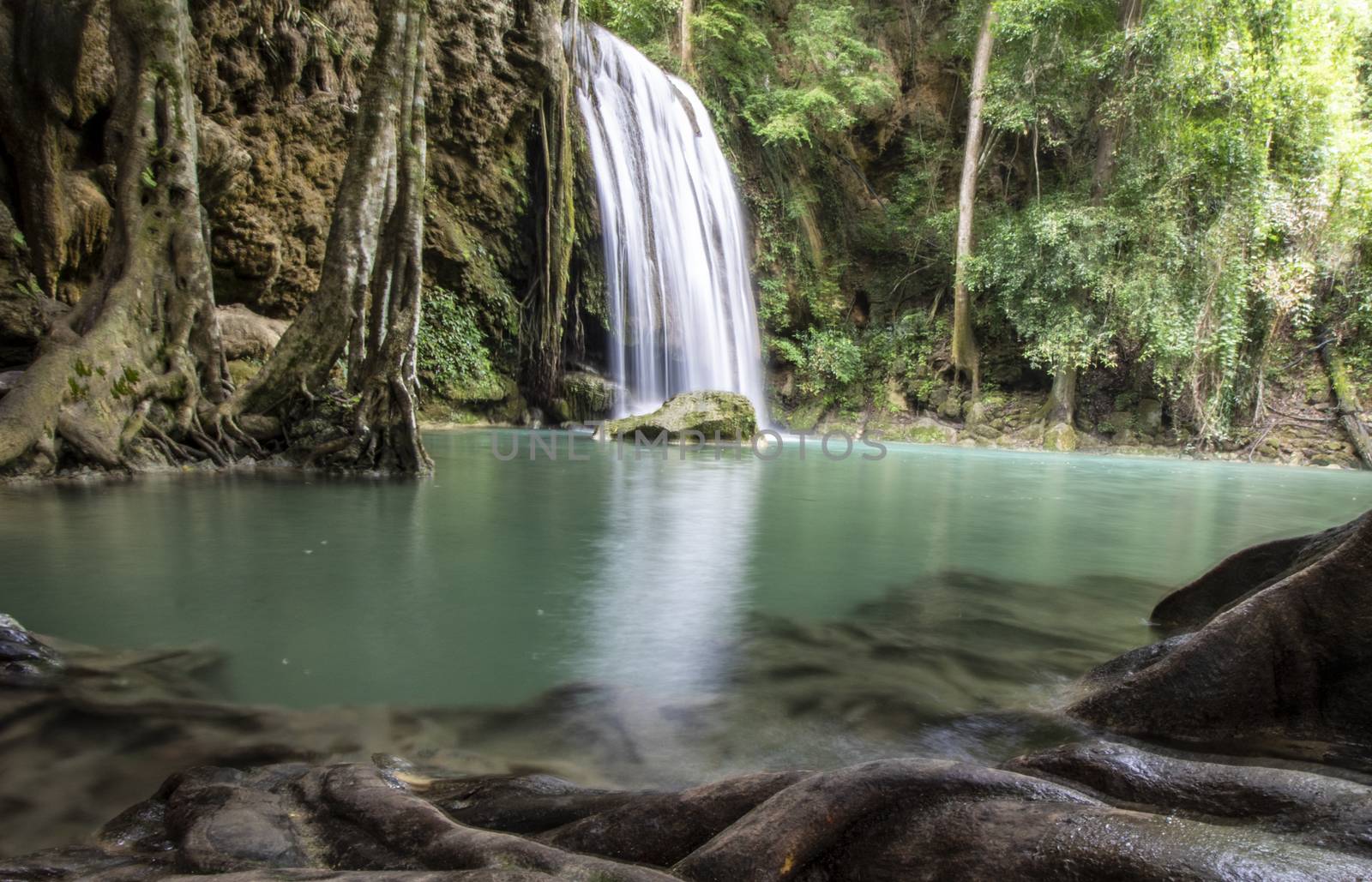 Beautiful landscape of Erawan falls at the national park of Kanchanaburi province, Thailand