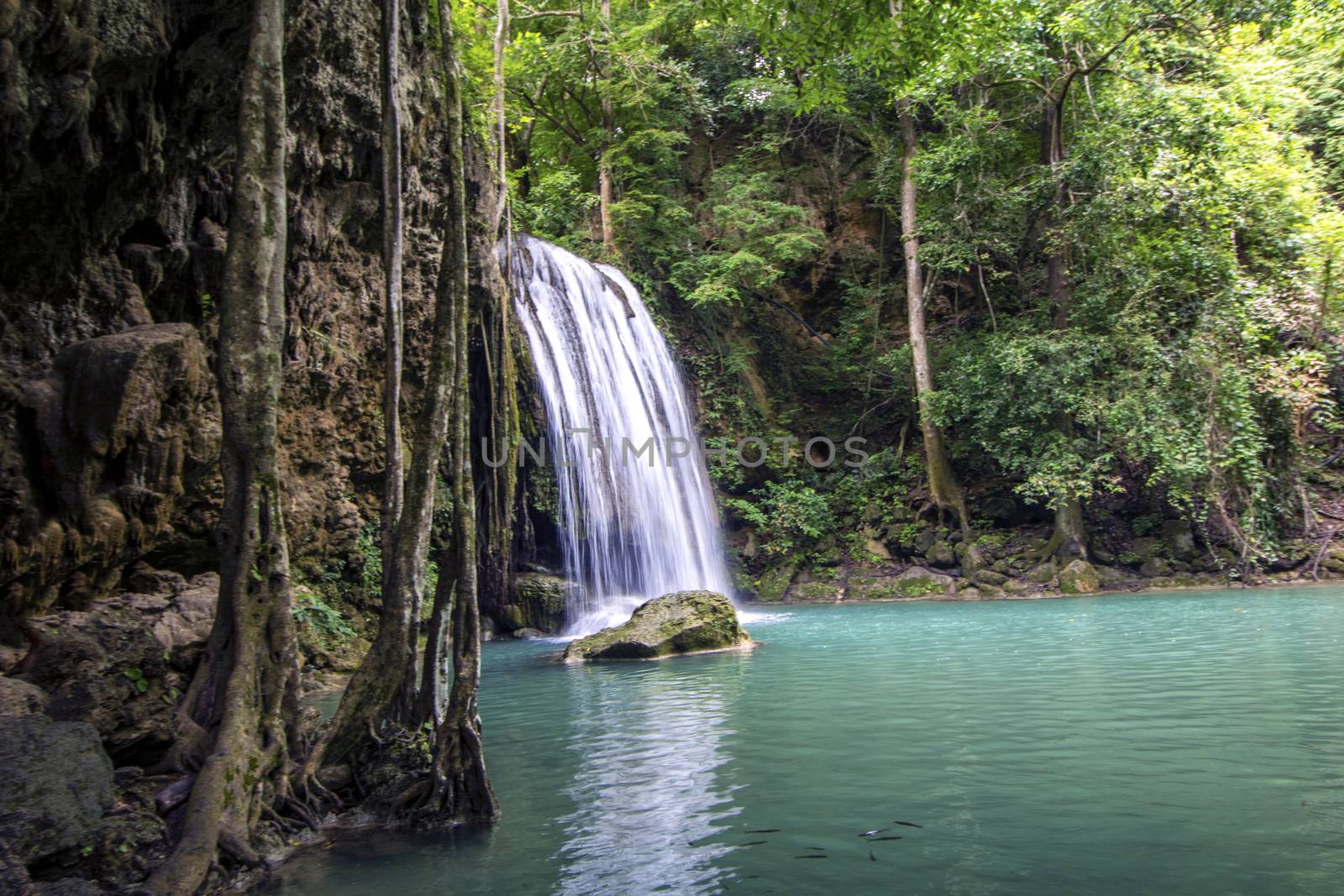 Beautiful landscape of Erawan falls at the national park of Kanchanaburi province, Thailand