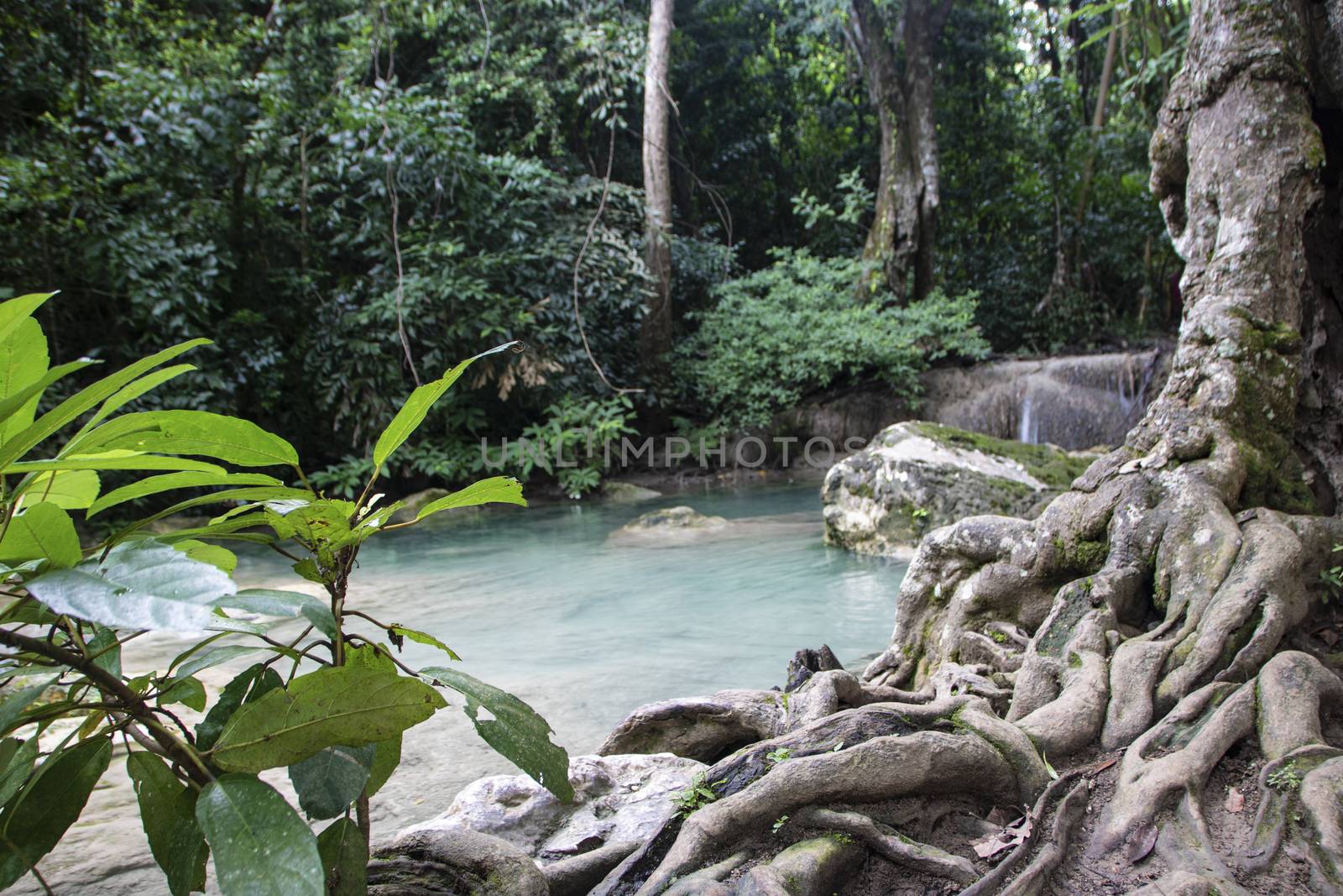 Beautiful landscape of Erawan falls at the national park of Kanchanaburi province, Thailand