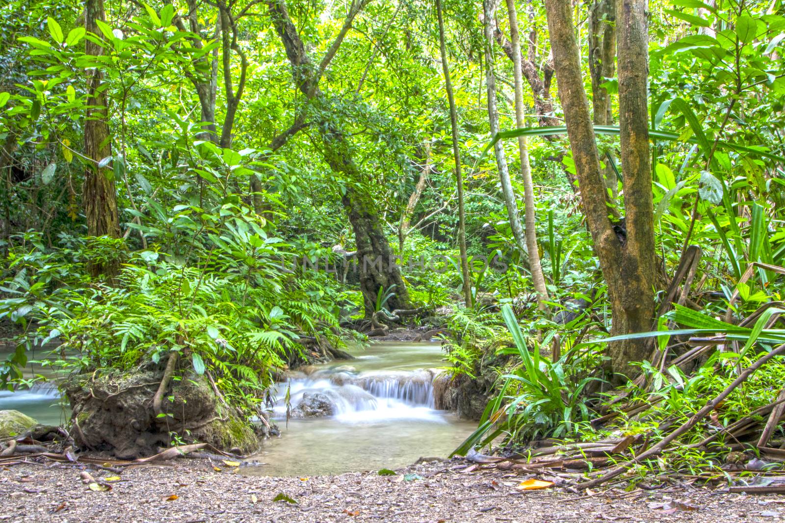Beautiful landscape of Erawan falls at the national park of Kanchanaburi province, Thailand