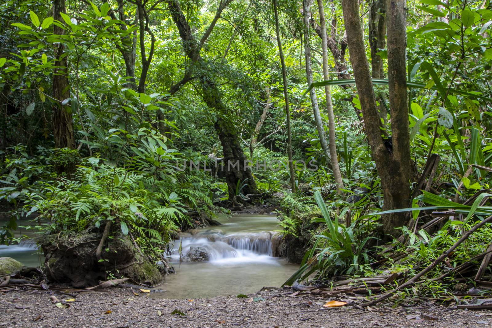 Beautiful landscape of Erawan falls at the national park of Kanchanaburi province, Thailand