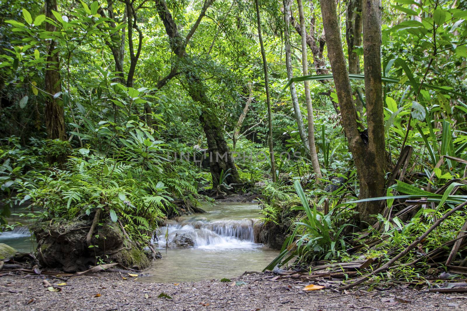 Beautiful landscape of Erawan falls at the national park of Kanchanaburi province, Thailand