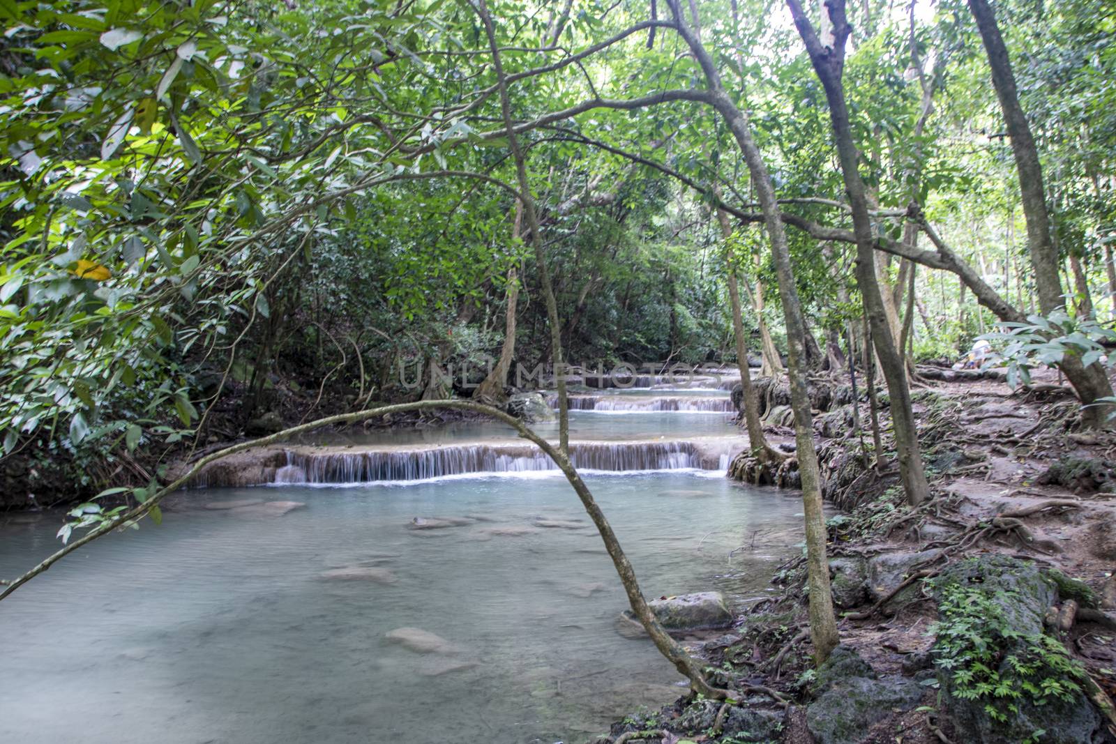 Beautiful landscape of Erawan falls at the national park of Kanchanaburi province, Thailand