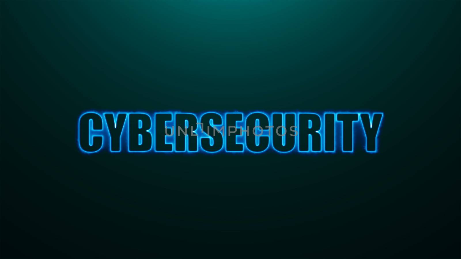 Letters of Cybersecurity text on background with top light, 3d render background, computer generating for business by nolimit046