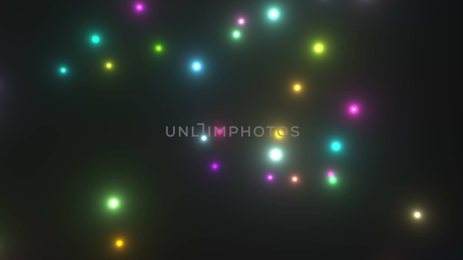 Abstract flying glowing particles in space, computer generated abstract background, 3D rendering