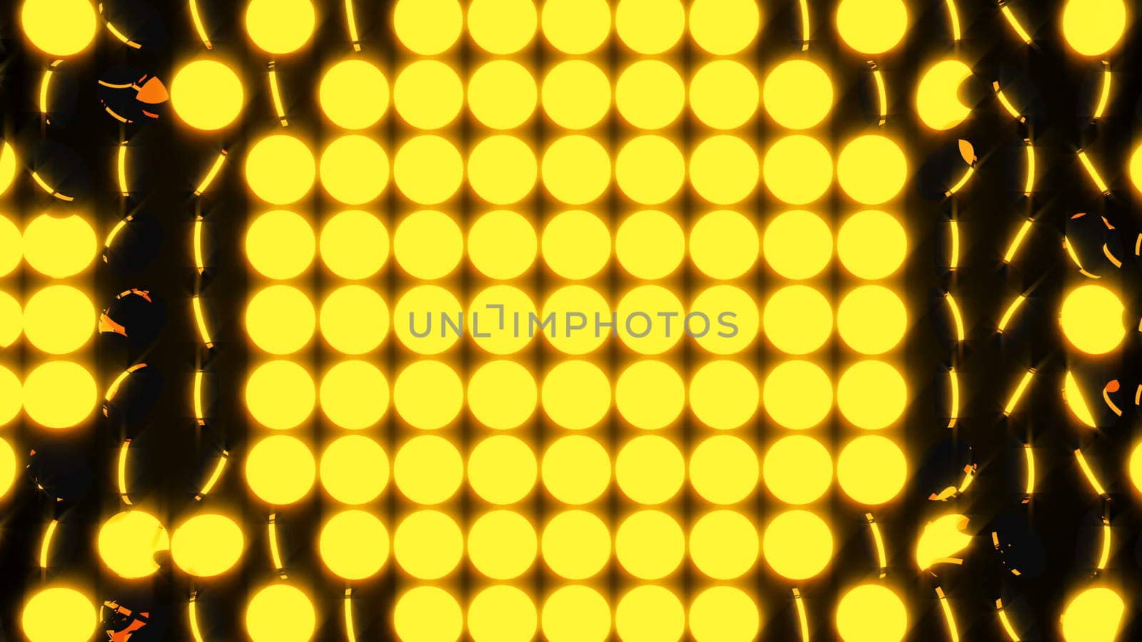 Abstract background with rows of many yellow turning coins, 3d render backdrop, computer generating by nolimit046