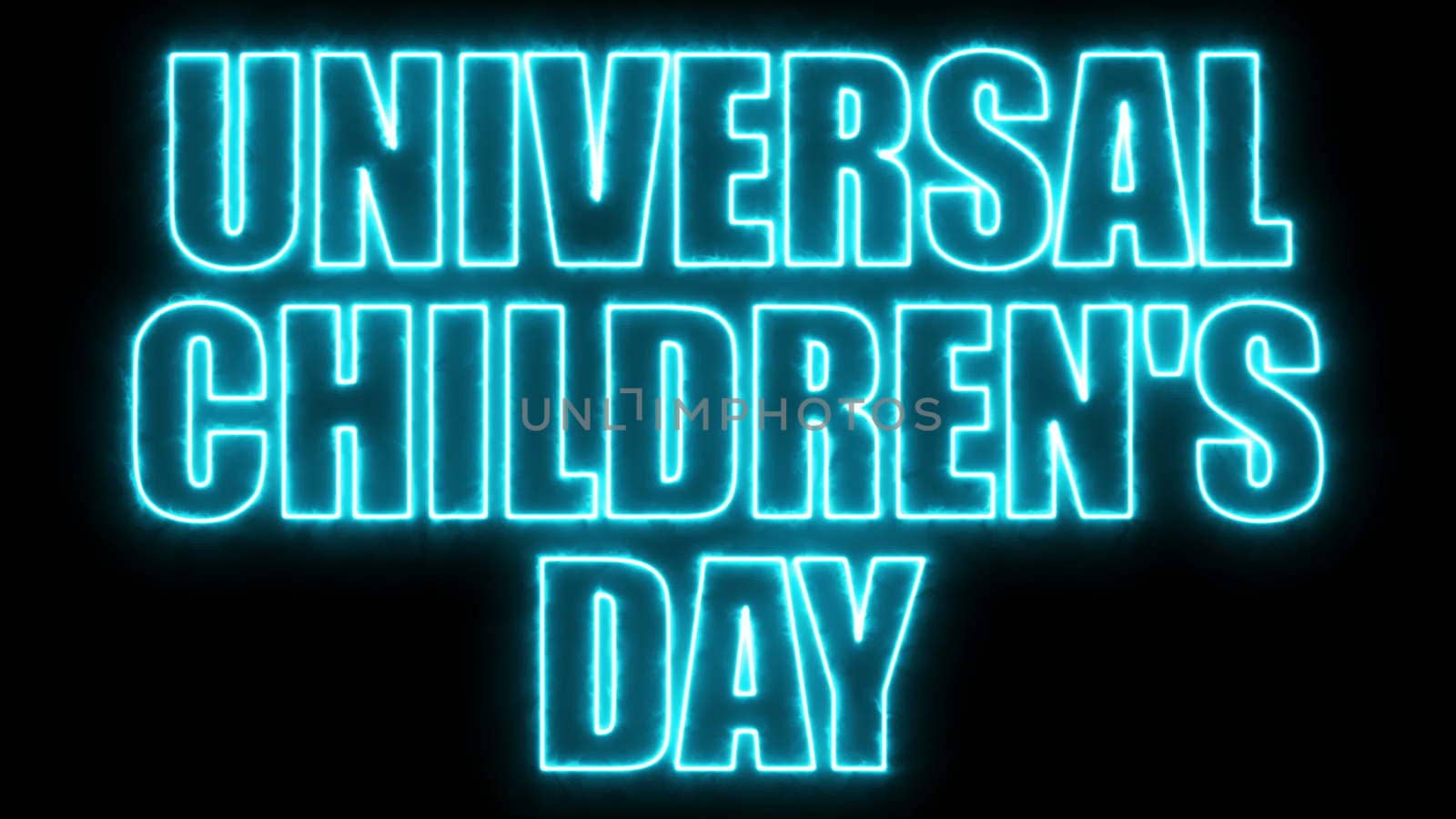 Universal children day text, 3d rendering background, computer generating, can be used for holidays festive design