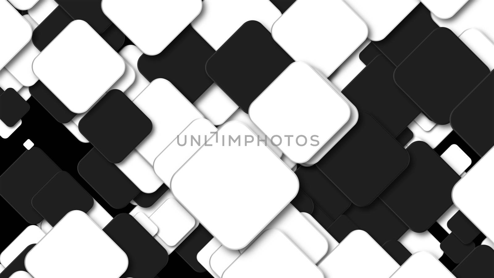 Many black and white squares are in space, computer generated modern abstract background, 3d render by nolimit046