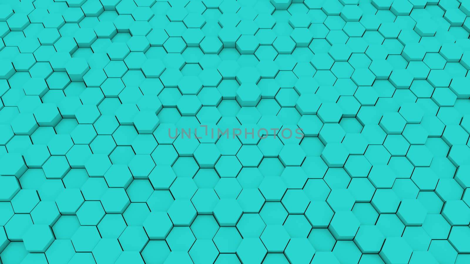 Abstract geometric hexagons, optical Illusion, computer generated 3D rendering backdrop by nolimit046