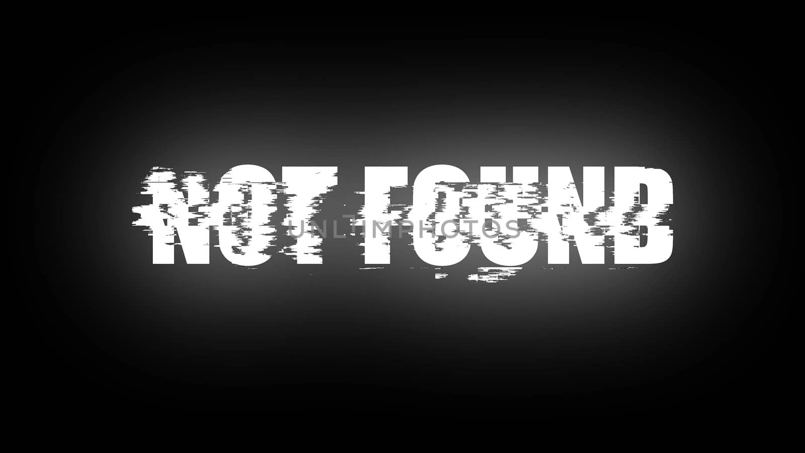 Letters of Not found text with noise on black, 3d render background, computer generating for gaming by nolimit046