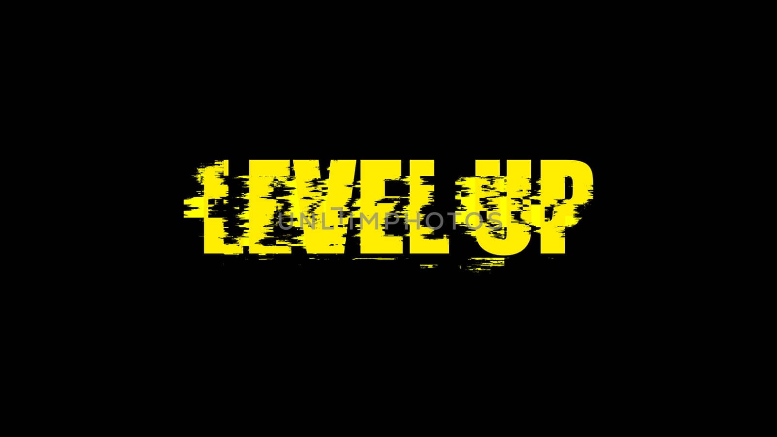 Letters of Level up text with noise on black, 3d render background, computer generating for gaming by nolimit046