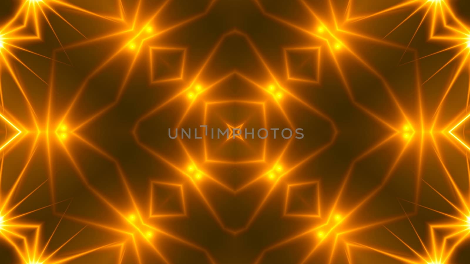 Beautiful abstract kaleidoscope - fractal golden light, 3d rendering backdrop, computer generating background