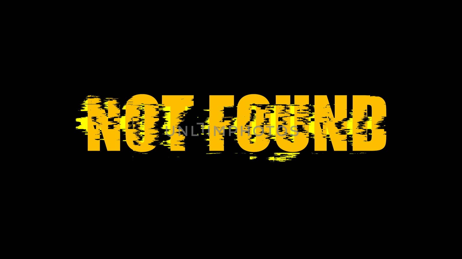 Letters of Not found text with noise on black, 3d render background, computer generating for gaming by nolimit046