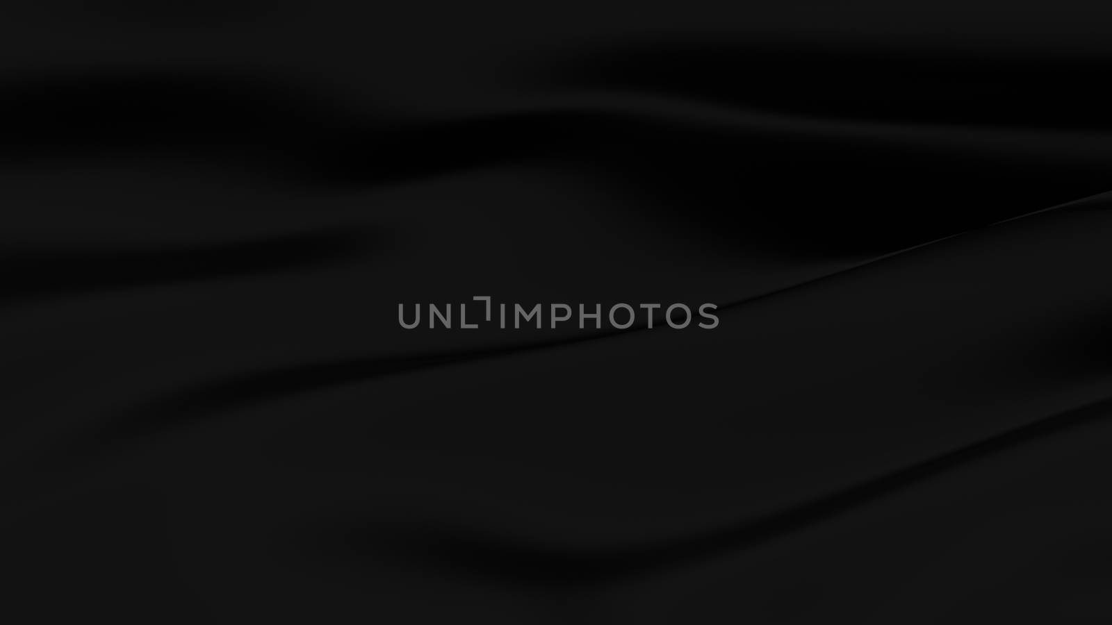 Beautiful black wavy fabric, computer generated background, 3d rendering backdrop