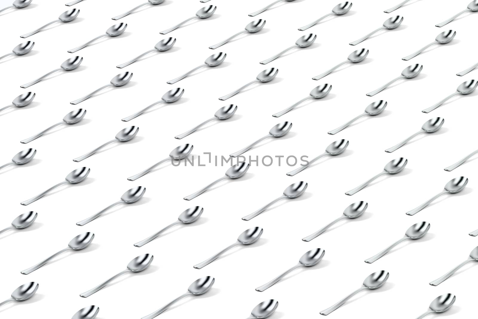 Abstract background with rows of silver spoons