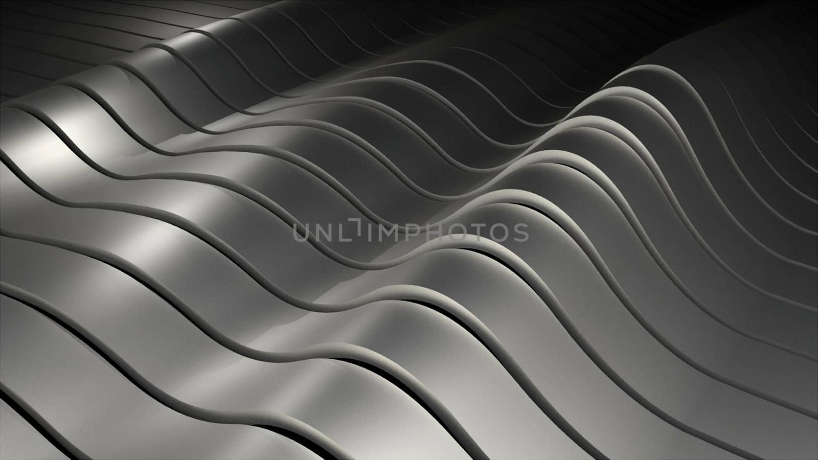 Modern 3D illustration of surface with many waving lines, computer generating abstract background