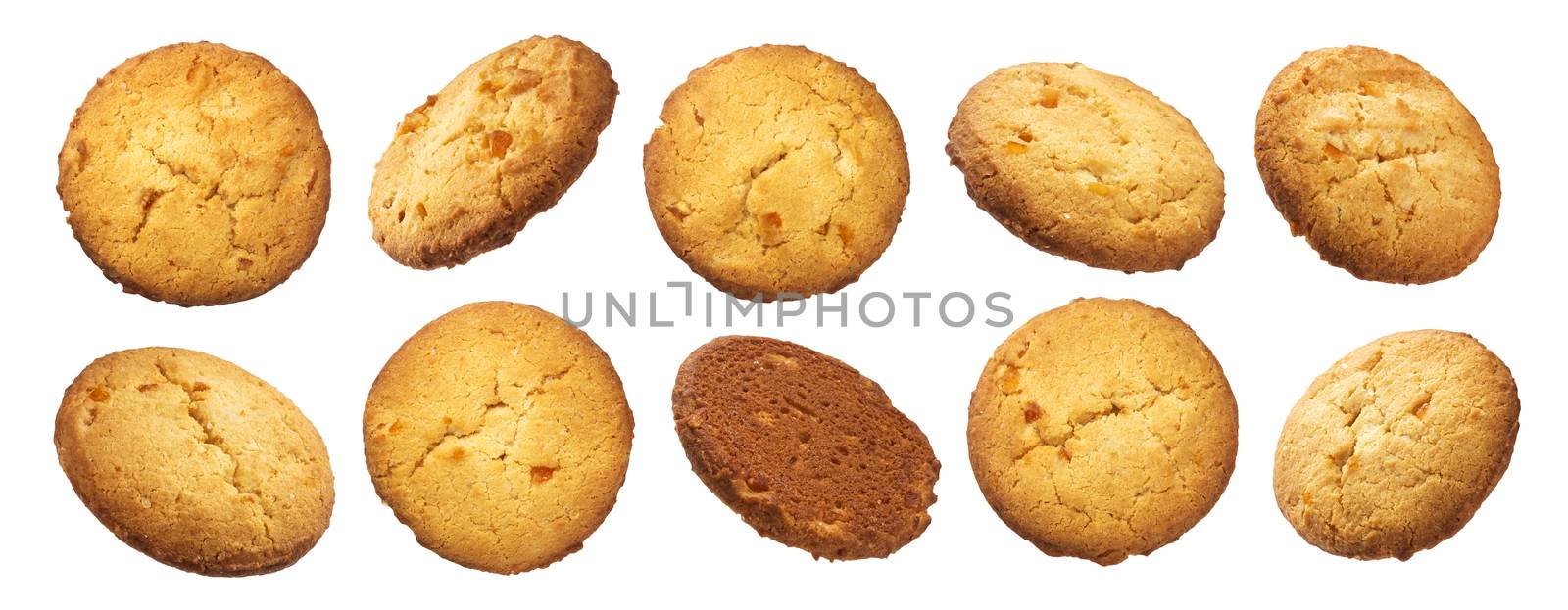 Oatmeal cookies isolated on white background with clipping path. Collection