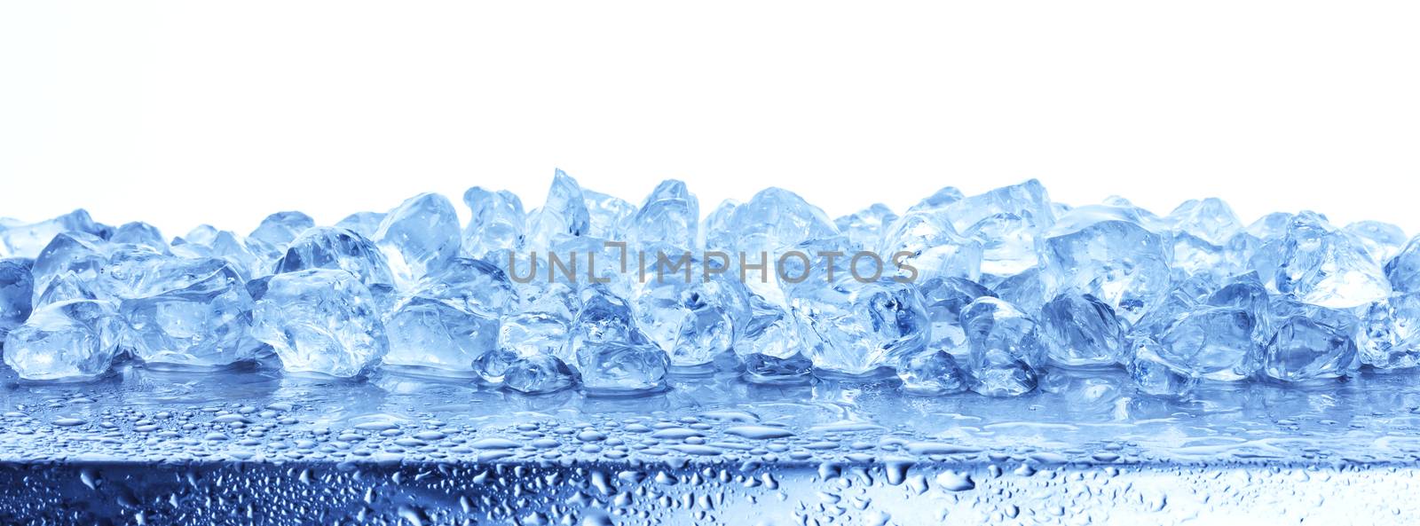 Heap of crushed ice isolated on white background with copy space